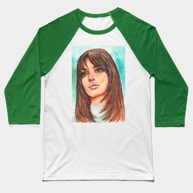 Anne Hathaway Baseball T-Shirt by Svetlana Pelin